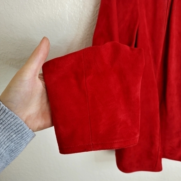 Talbots Jacket Women Suede Leather Long Sleeve Top Button Coat Party Cruise sz20 - Picture 2 of 9